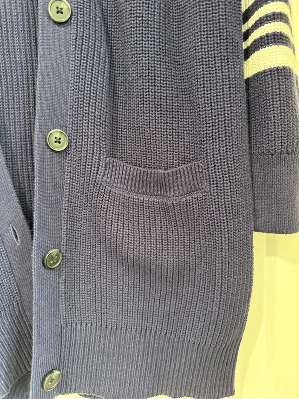 Old Navy Long Knit Cardigan with White Sleeve Stripes